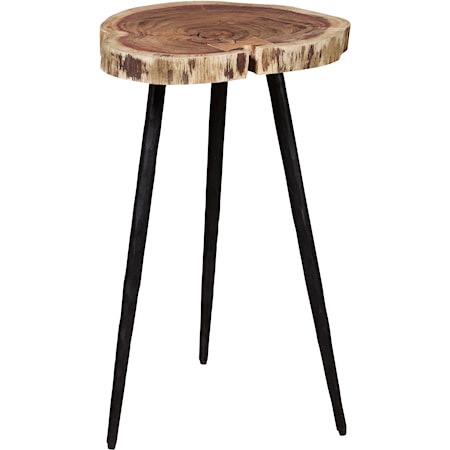 Natural Acacia Solid Wood Slice End Table
