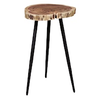 Natural Acacia Solid Wood Slice End Table