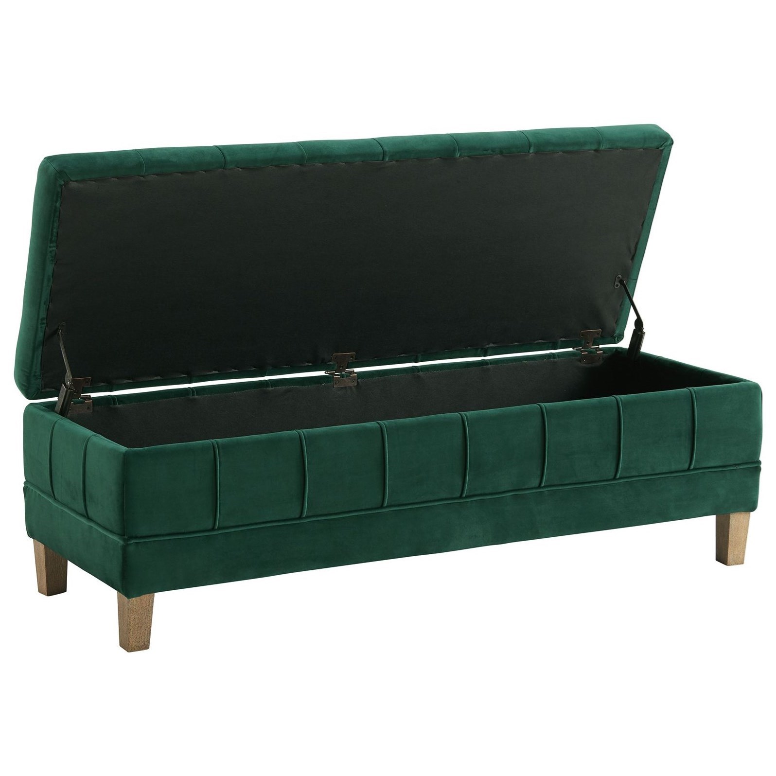Elements International Ottomans BING GREEN VELVET STORAGE BENCH |