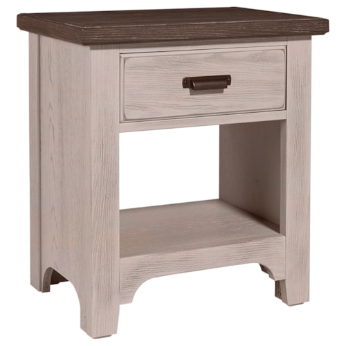 Transitional 1-Drawer Nightstand with Open Storage Compartment