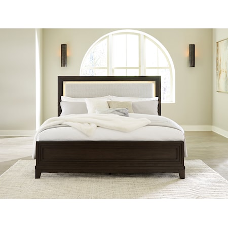 King Upholstered Panel Bed