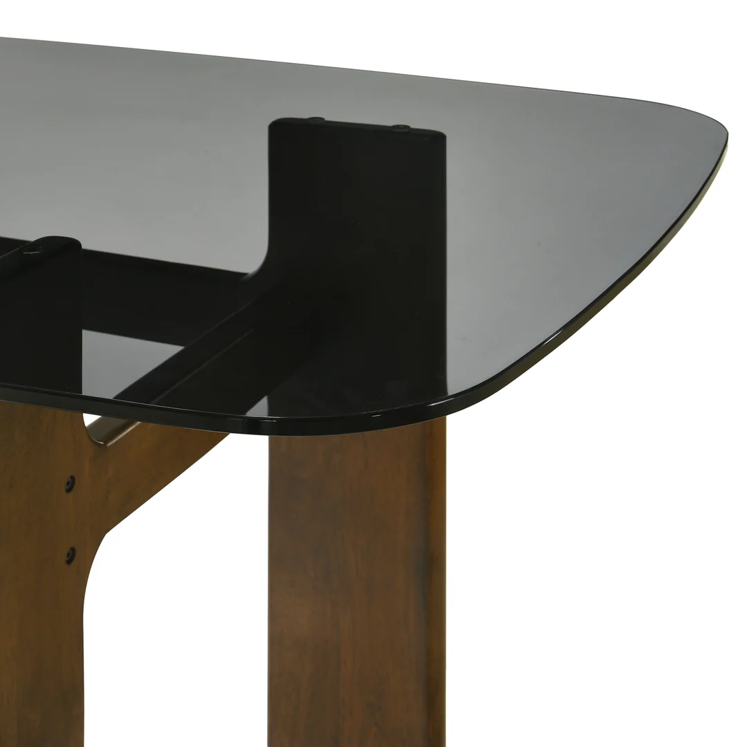 Armen Living Ileena 79" Tempered Glass-Top Dining Table