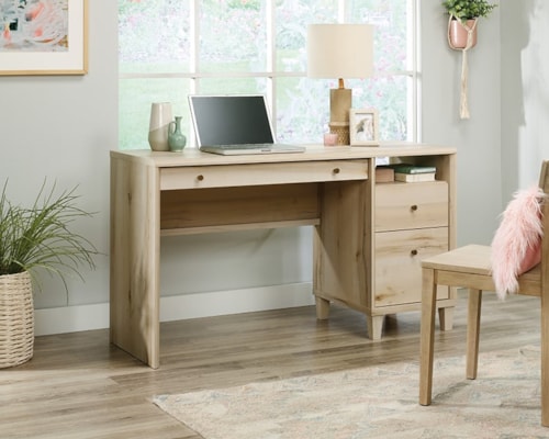 Cottage Single Pedestal Desk with Drop-Front Keyboard/Mousepad