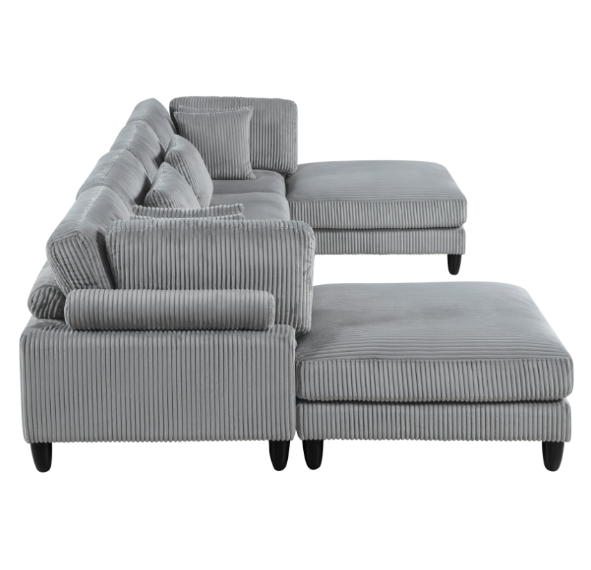4-Piece Sectional Sofa with Two Ottomans