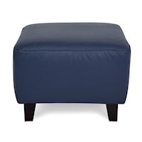 India Transitional Ottoman with Exposed Wooden Legs