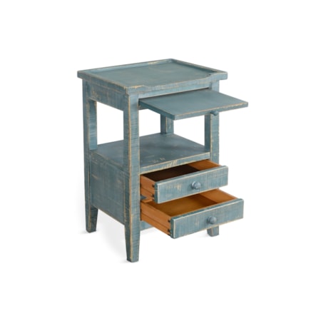 Side Table with Pullout Shelf