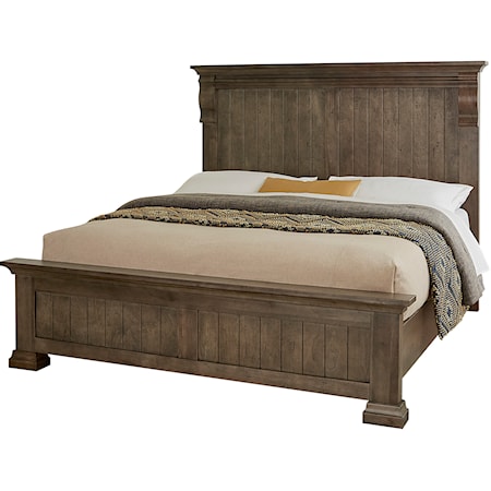 Rustic Solid Wood Queen Panel Bed