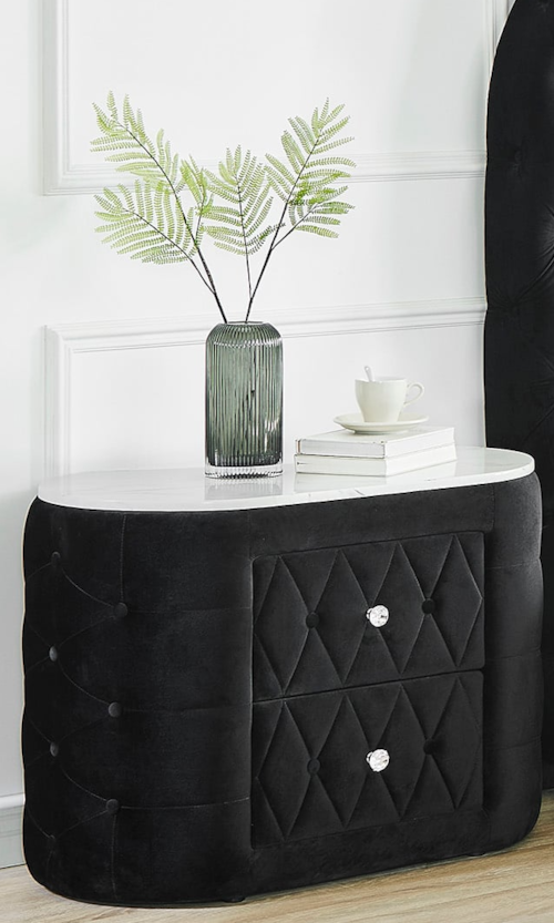 Glam 2-Drawer Night Stand with Tufting