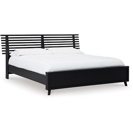 Contemporary Queen Slat Panel Bed