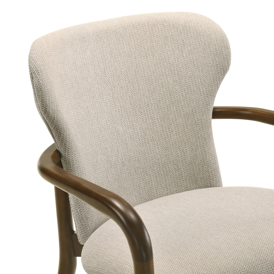 Armen Living Klarissa Upholstered Exposed-Wood Dining Arm Chair