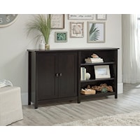 Transitional 2-Door TV Stand Console with Display Shelves