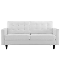 Empress Contemporary Bonded Leather Tufted Loveseat - White