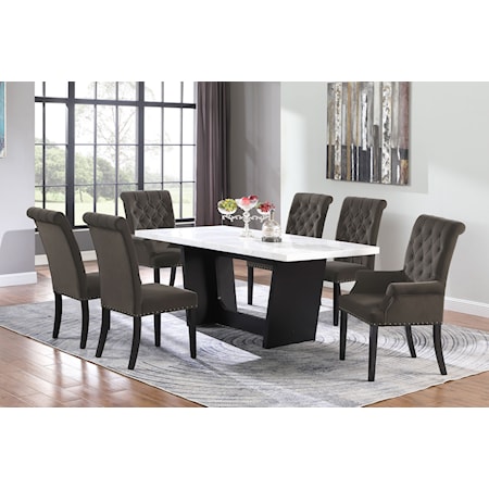 Sherry 7-piece Marble Top Dining Table Set