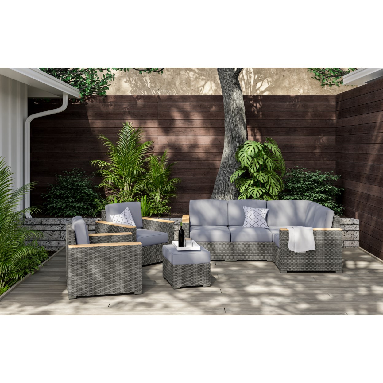 homestyles Boca Raton 4-Piece Outdoor Sectional and Chair Set