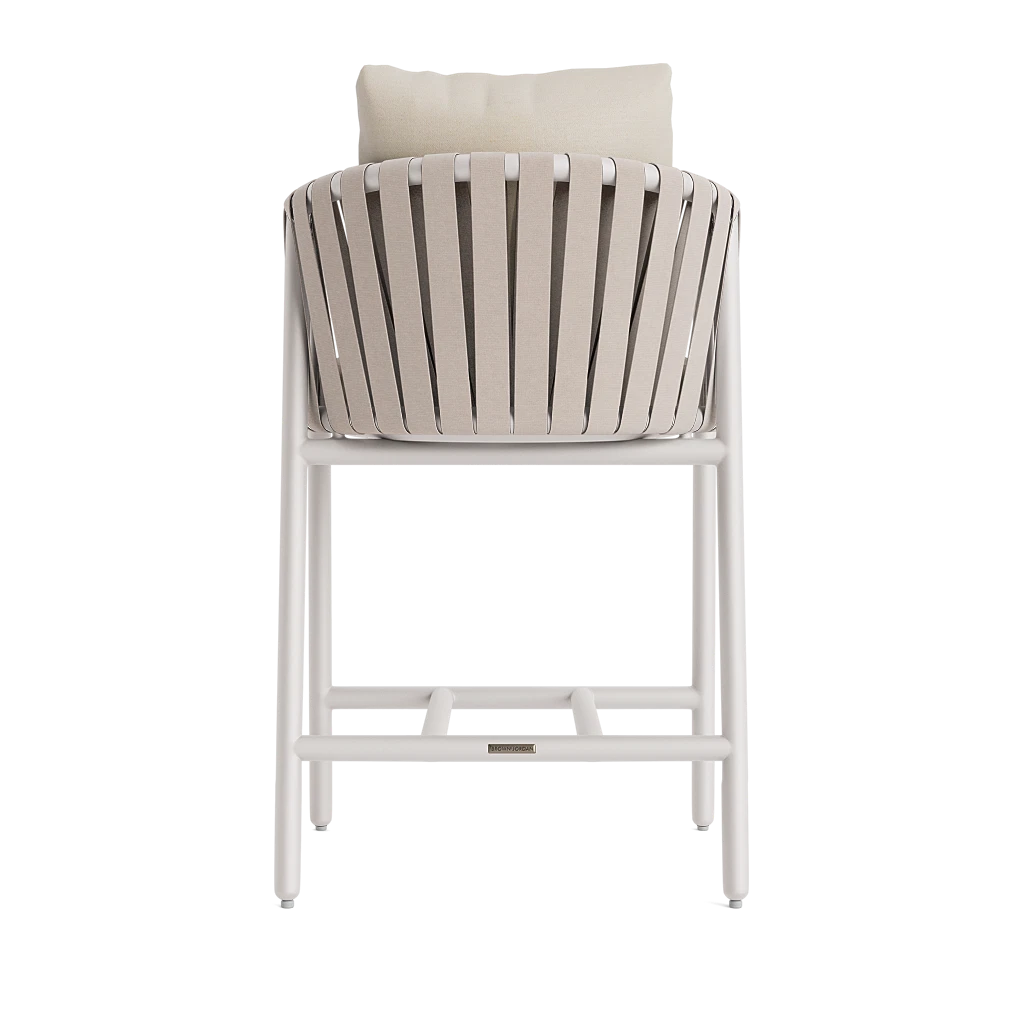 Brown Jordan Oscar Cushioned Barrel-Back Strap Counter Stool