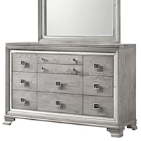 Glam 10-Drawer Dresser with Mirrored Accents