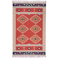6'6" x 9'6" Red/Beige Rectangle Rug
