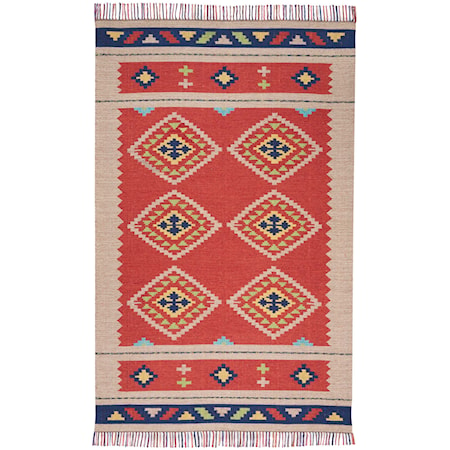 5' x 7' Red/Beige Rectangle Rug