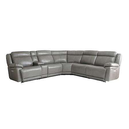 Power Reclining 6 Piece Sectional with Conso