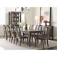 Transitional 9-Piece Dining Set with Rectangular Dining Table