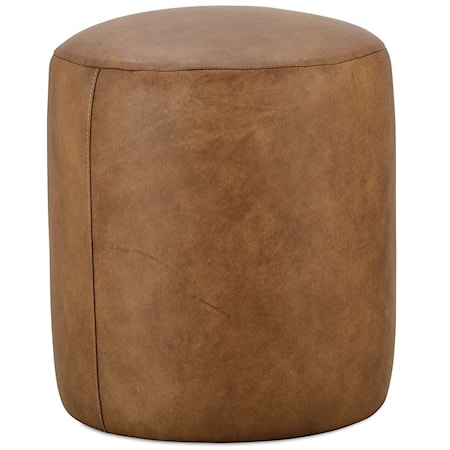 Leather Round Ottoman 17" Diameter x 19H