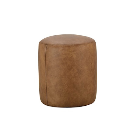 Leather Round Ottoman 17" Diameter x 19H