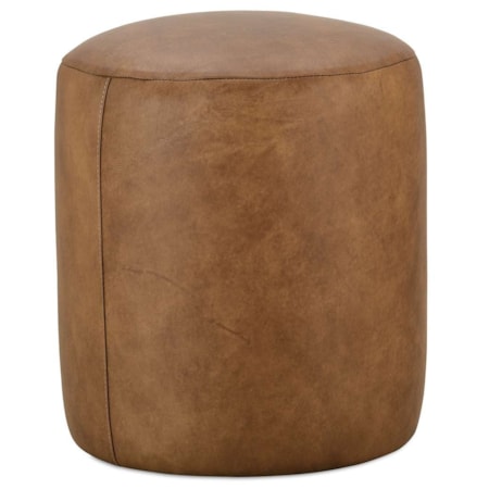 Leather Round Ottoman 17" Diameter x 19H