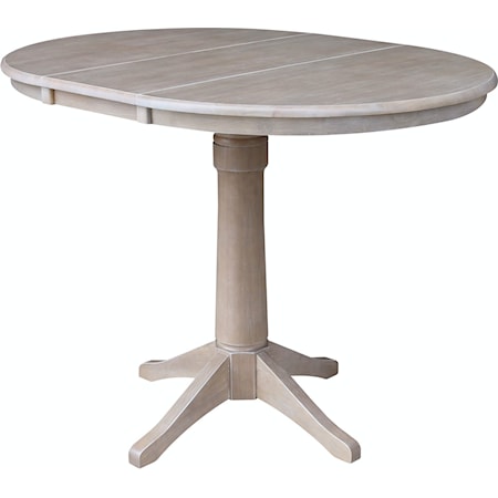 Round Extension Table in Taupe Gray