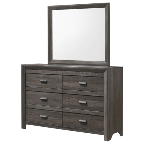 Contemporary 6-Drawer Dresser and Mirror Set