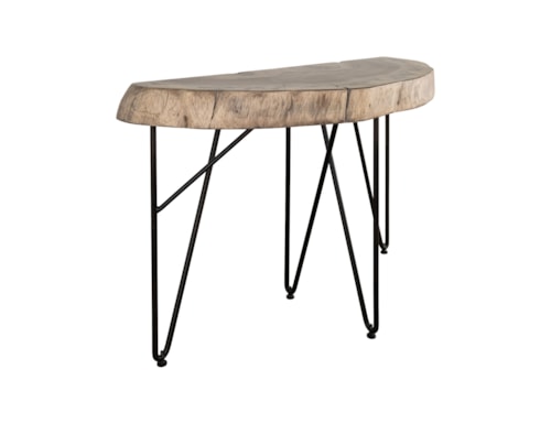 Rustic Live Edge Sofa Table with Metal Base