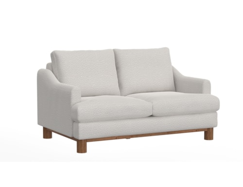Transitional Loveseat with Exposed Wood Legs