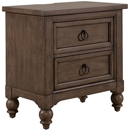 Transitional 2-Drawer Nightstand with USB Charging Station