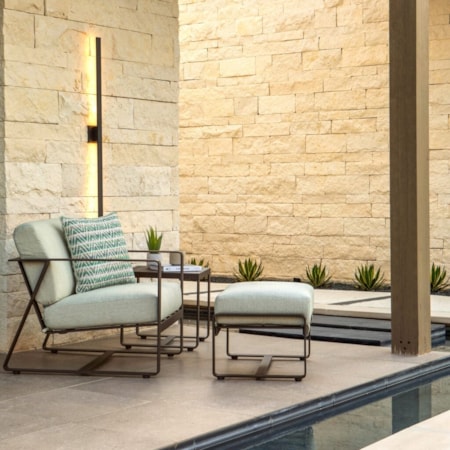 3-pc. Chair & Ottoman Set w/Side Table