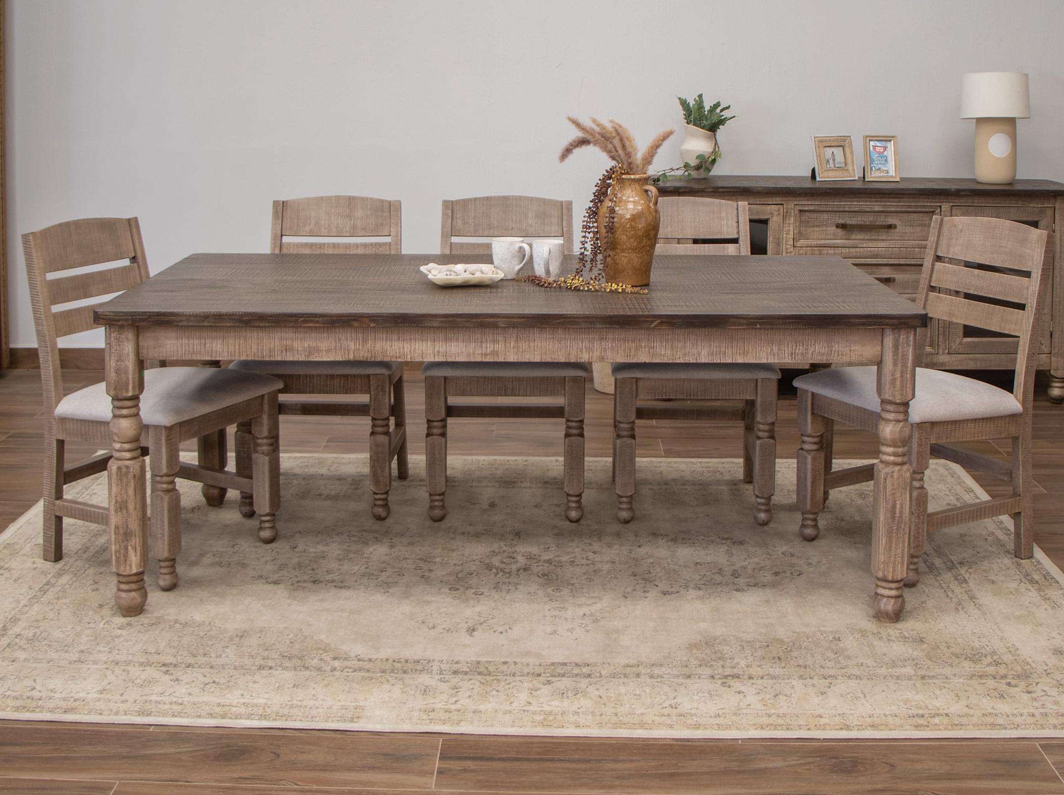 International Furniture Direct Natural Stone IFD4091TBLx1+IFD4091CHRx6