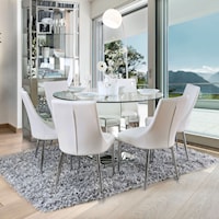 Contemporary Dining Table with Mirror Base and Glass Top