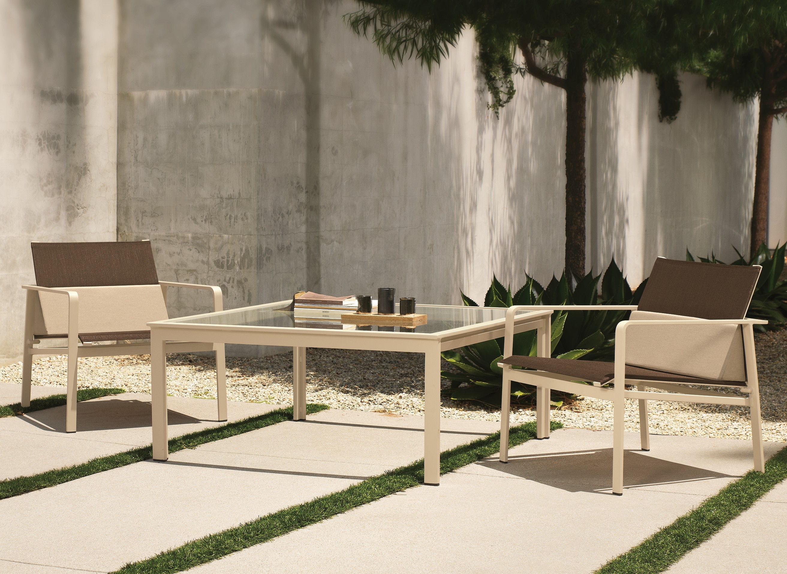 Modern 45" Sq. Glass-Top Chat Table