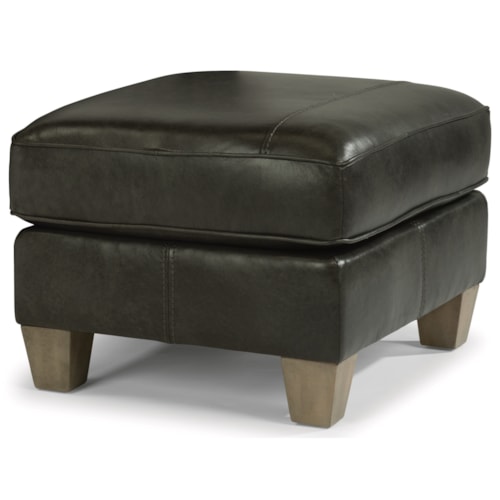 Transitional Upholstered Ottoman with Tapered Legs
