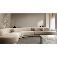 Contemporary 3-Piece Curved Armless Sofa with Accent Pillows (3)