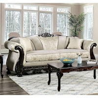 Traditional Sofa with Wood Trim 