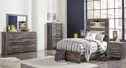 Twin Panel Bed, Dresser And Mirror