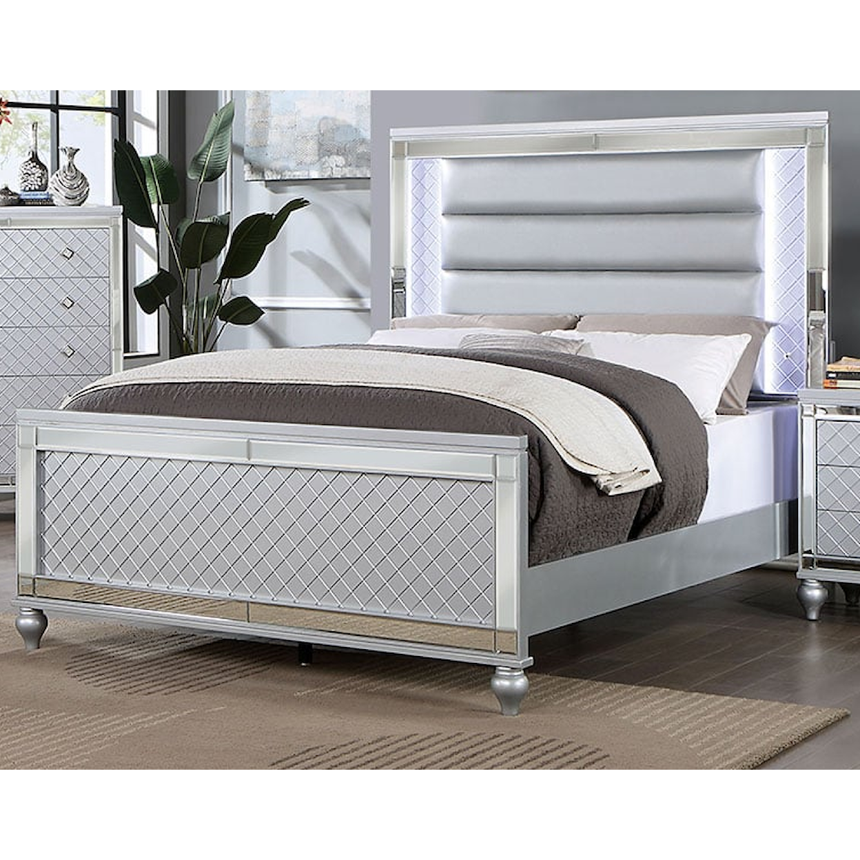 Furniture of America CALANDRIA Queen Bed with Built-In Lighting
