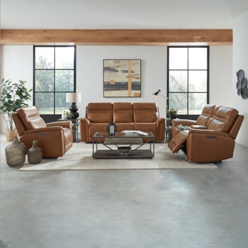 Transitional Power Reclining Sofa, Loveseat, and Recliner Set