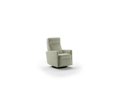 Contemporary Swivel Recliner with Adjustable Headrest