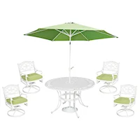 Traditional 6 Piece Outdoor Dining Set with Umbrella and Cushions