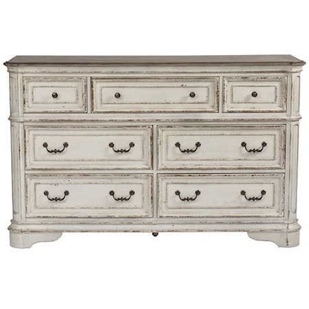 Relaxed Vintage 7-Drawer Dresser with Felt Lined Top Drawers