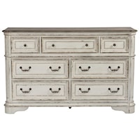 Relaxed Vintage 7-Drawer Dresser with Felt Lined Top Drawers