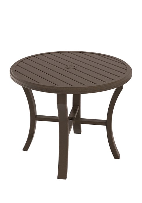 Banchetto 36" Round Slat-Top Dining Table w/Umbrella Hole