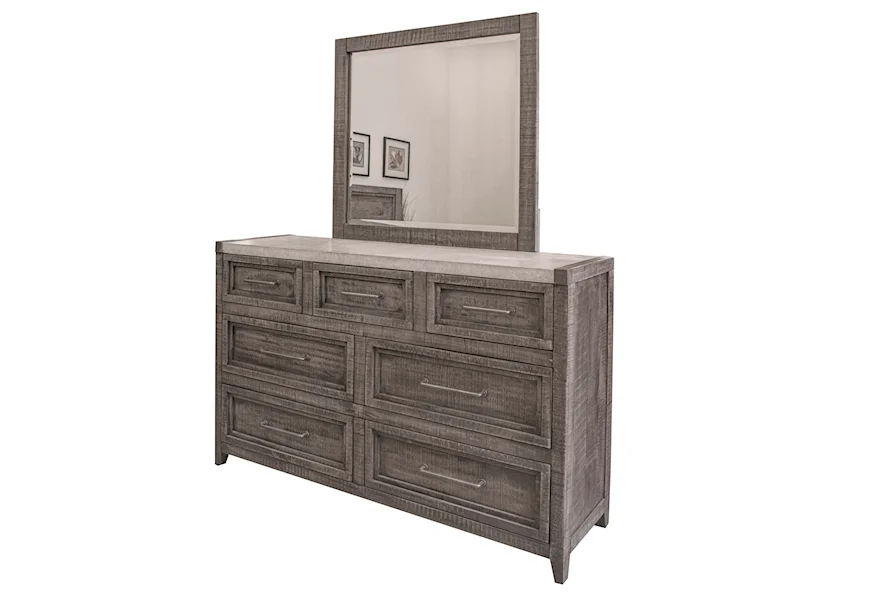Marble Dresser & Mirror Set by International Furniture Direct at Sam Levitz Furniture