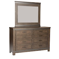 Transitional 8-Drawer Dresser and Mirror