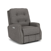 Transitional Button Tufted Power Motion Headrest Recliner with Nailheads